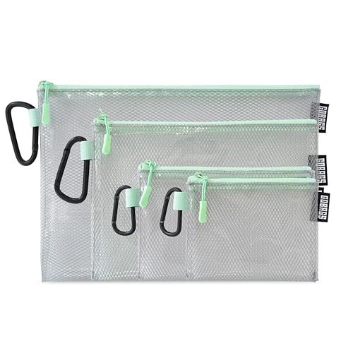 GOBAGS Air Production Multi‑Size Clear Zipper Pouch (4‑Pack) – Cable Organizer & Travel Gear Bag for Electronics, Camera Accessories, Tool Pouch & Small Tech Storage (Mint Green) - color: Mint Green, size: Multi-Size
