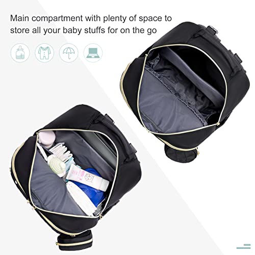 LOVEVOOK Diaper Bag Backpack, Quilted Baby Bag with Changing Pad & Pacifier Holder, Waterproof Travel Diaper Bags for Baby Boys Girls, Stylish and Large Capacity, Lozenge-Black - color: Lozenge-black