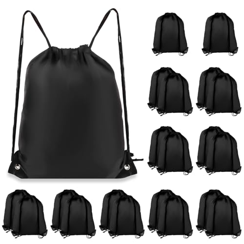 COIDEA Drawstring Backpack 20Pcs Drawstring Bags, Draw String Back Bag Drawstring Bags Bulk for Sports, Gym, Travel, Swimming, Beach (Black) - color: Black