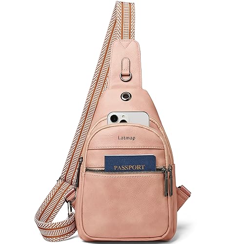 LATMAP 7L Sling Bag For Women Faux Leather Anti Theft Small Casual Daypack Backpack Fanny Pack Crossbody Chest Bags Purse Waterproof Light Pink - color: 7l-light Pink