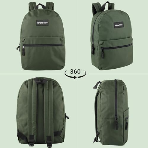 Trail maker Classic 17 inch Backpacks with Adjustable Padded Straps | School Backpacks for Girls, Boys (Green) - color: Green