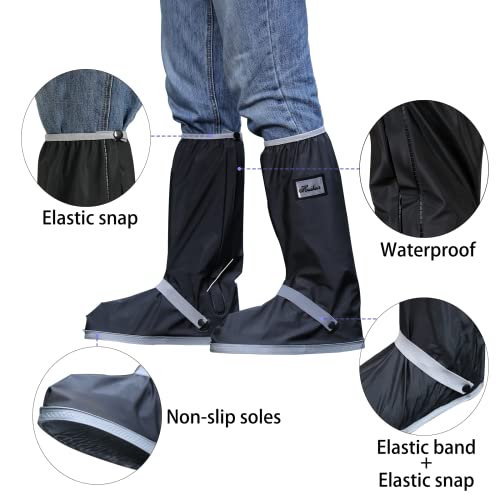 Waterproof Rain Boot Shoe Cover with Reflector Reusable & Foldable - color: Black#2, size: XX-Large