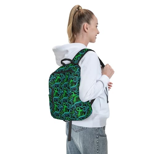 Travel Daypack Green Watercolor Octopus, Quick-Access Pocket, Side Bottle Holder, for Active Adults - color: Picture (50)