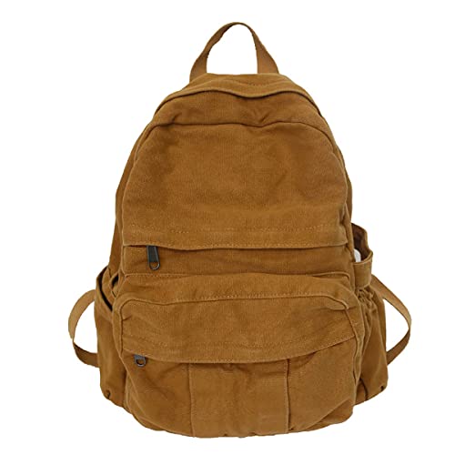GAXOS Laptop Backpack for Women Travel Canvas Vintage Brown Aesthetic School - color: Brown