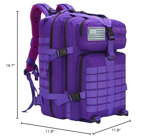 45L Military Tactical Backpack for Men & Women Bug Out Bag Assault pack Molle Daypack Hiking Trekking Rucksack(45L purple) - color: 45l Purple