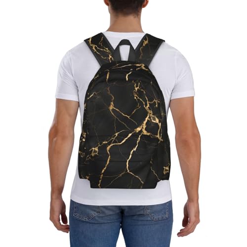 cfpolar 17 Inch Backpack Black & Gold Marble Art Laptop Bag Shoulder Bag School Bookbag Casual Daypack For Boys Girls - color: B94-black & Gold Marble