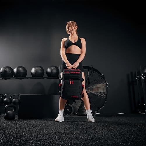 WOLFpak 25L Athletic Gym Backpack (Red Wolf) Durable 1000D Waterproof Oxford Material with MOLLE Webbing, Laptop Pocket & Dual Cup Holders, Durable Fitness/Travel/Military Daypack - color: Red Wolf