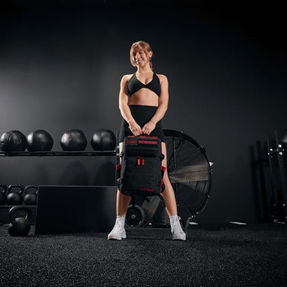 WOLFpak 25L Athletic Gym Backpack (Red Wolf) Durable 1000D Waterproof Oxford Material with MOLLE Webbing, Laptop Pocket & Dual Cup Holders, Durable Fitness/Travel/Military Daypack - color: Red Wolf