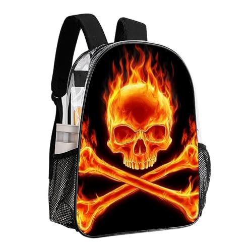 Lightweight Daypack Backpack for Trekking Work Running, Big Capacity Multipurpose Anti-Theft Bookbag, Fire Flaming Skull Crossbones Business Computer Bag - color: Pattern 214