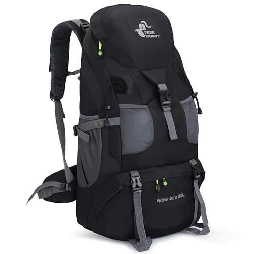 Bseash 50L Hiking Backpack, Water Resistant Lightweight Outdoor Sport Daypack Travel Bag for Camping Climbing Skiing Cycling (Black - No Shoe Compartment) - color: Black - No Shoe Compartment