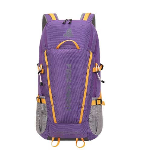 Bseash 45L Waterproof Hiking Camping Backpack with Rain Cover, Outdoor Sport Travel Bag Daypack for Climbing Skiing Cycling (Purple) - color: Purple