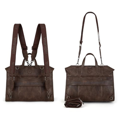 Wrangler Laptop Bag for Women Messenger Bag Briefcase Computer Backpack Convertible Satchel Bag - color: Coffee, size: 15.6 inch