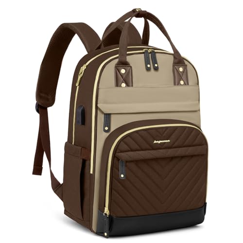 Laptop Backpack for Women Work Bag - 15.6 inch Travel Backpack Purse with USB Charger College Bookbag Waterproof Cute Casual Daypack Fashion Business Computer Backpacks for Teacher Nurse Brown Khaki - color: 43-brown Khaki, size: 15.6 Inch