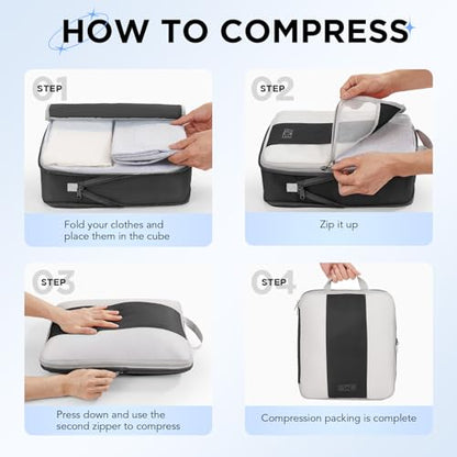 OlarHike 10 Set Compression Packing Cubes for Travel Essentials,Compressible Expandable Space Saver Bags for Organizing Clothes,Luggage Suitcase Garment Bags with Over 1000 pcs Mesh Holes(Black) - color: Black