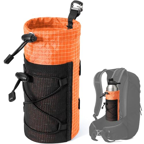 Large Water Bottle Holder Pouch Bag, Backpack Water Bottle Holder Mesh Bag Carrier Fits for 10-32oz Bottles, Heavy-Duty Water Bottles Holder Accessories for Hiking, Sports, Travel, Outdoor - color: Orange