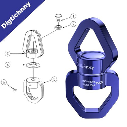 Swing Swivel, 35KN Safety Rotational Device,Swing Spinner for Web Tree Swing, Aerial Dance, Children's Swing, Hanging Hammock（Dark Blue） - style: Dark Blue-1 Pack