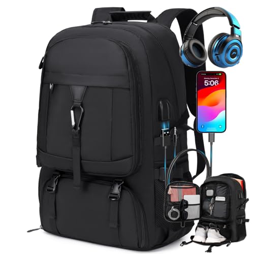 18.4 Inch gym backpack with shoe compartment,80L Multiple Compartments Backpacks, Airline Approved Carry on Travel Daypack Anti Theft with USB Charging Port,for Men Women Travel Work Business - color: 18.4 Inch Travel Backpack