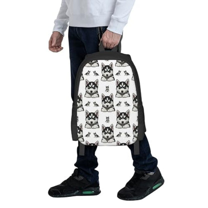 Wear Resistant Outdoor Backpack Husky Dog Printing, Big Capacity Adjustable Strap Rucksack Unisex Bag for Trekking Camping Daily Carrying - color: Design (404)