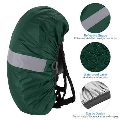 PATIKIL Waterproof Backpack Rain Cover, Non-Slip Backpack Cover with Reflective Strap Stay Dry for Hiking, Camping, Hunting - color: Dark Green, size: X-Large