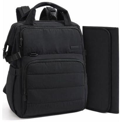 BELALIFE Baby Diaper Backpack Bag, Baby Essentials Travel Backpack for Moms Dads, with Changing Pad, Insulated Bottle Holders & Stroller Straps, Black - color: Black