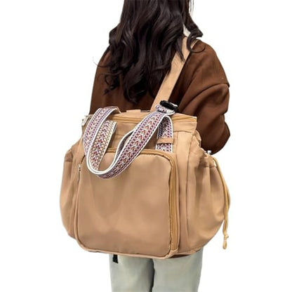 Everyday Bags for Women, Multifunctional Travel Organizer Bag, Large Capacity Tote Backpack, Large Diaper Bag with 15 Pockets, Crossbody and Shoulder Bag (khaki) - color: Khaki