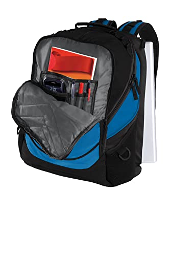 TEEAMORE Custom Travel Laptop Backpack Add Your Embroidered Monogram Computer Water Resistant Bag Shock Blue Black - color: Shock Blue Black, size: 17 inch - Add Your Monogram
