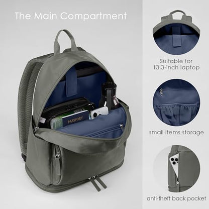Uselike Gym Backpack for Women Men, Lightweight Gym Bag with Shoe Compartment, Waterproof Workout Backpack with Wet Pocket - color: Dark Grey