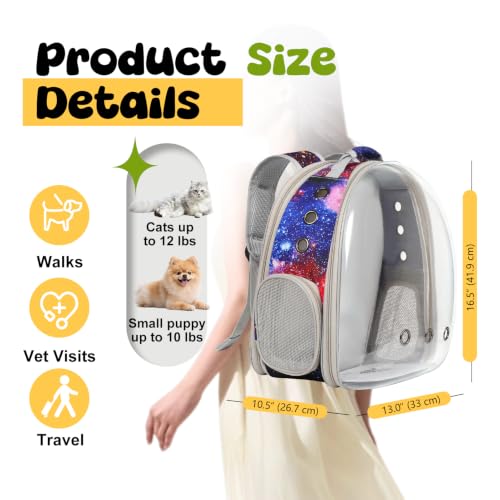 Back Extension Cat Travel Carrier Backpack (Galaxy Blue, Clear Window) - color: Galaxy Blue