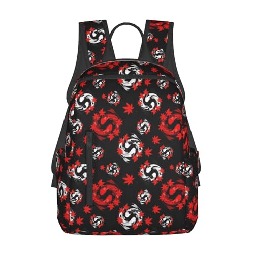 Expandable Outdoor Daypack Canada Maple Leaf Fish Tai Chi Yin Yang, Flexible Capacity Hiking Rucksack for Wilderness Travel Field Activities Men Women - color: Picture (1185)