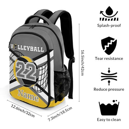 Grey Gold Volleyball Customized Waterproof Backpacks Shoulders Daypacks Bags - color: Muilti 14