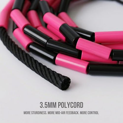 Pro-Grade Beaded Jump Rope for Beginners - color: Black/Pink