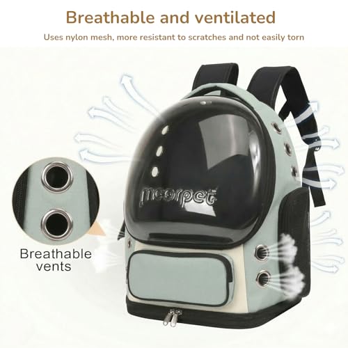 Cat Bubble Backpack Carrier, TSA Airline Approved Pet Travel Bag for Small Medium Dogs, Clear Hiking Camping Backpack for Cats, Kitten and Puppy up to 18 lbs, Green Bubble - color: Green Bubble