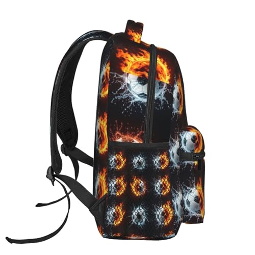 Casual Sports Backpack Water Fire Soccer Ball, Lightweight Gym Daypack with Water Bottle Holder for Men Women and Beach - color: Pattern (8)