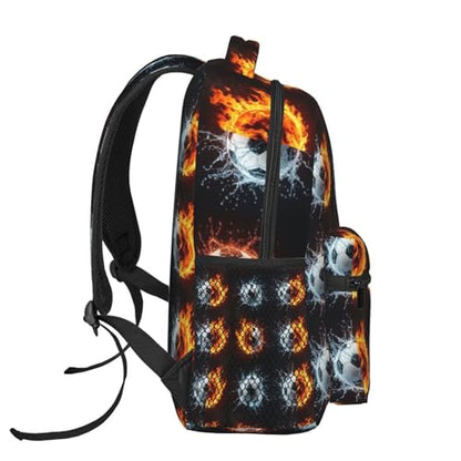 Casual Sports Backpack Water Fire Soccer Ball, Lightweight Gym Daypack with Water Bottle Holder for Men Women and Beach - color: Pattern (8)