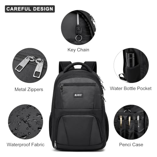 School Backpack for Teen Boys, 15.6 Inch Black Backpack with Laptop Padding | Water Resistant Backpack, Anti Theft,Padded Laptop Compartment, 3D Mesh Back Ventilation System,Trendy College Backpack - color: Black1, size: 15.6 inch