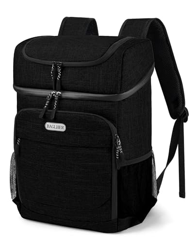BAGLHER Lightweight Insulated Cooler Backpack - 30 Cans, Leak-Proof for Lunch, Picnic, Hiking, Camping Trips - color: black-titan