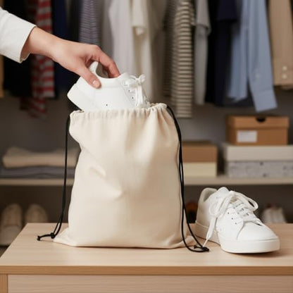 Shoe Bags for Travel Packing - Drawstring Sneaker Travel Bags - Cotton Cloth Shoe Dust Bags for Storage & Luggage - Washable Dust Cover Bags for Boots and Dress Shoes (3 Medium: 19"x15") - size: 3 Medium: 19"x15"