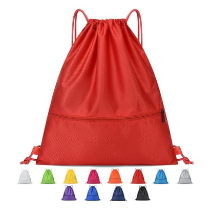Drawstring Backpack Bag Sport Gym Sackpack-Large(Red) - color: Red