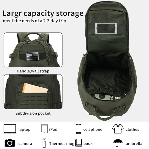 30L Hiking Backpack Lightweight Outdoor Daypack Camping Backpack Outdoor Travel Daypack Day Pack for Man Woman (Army Green) - color: Army Green