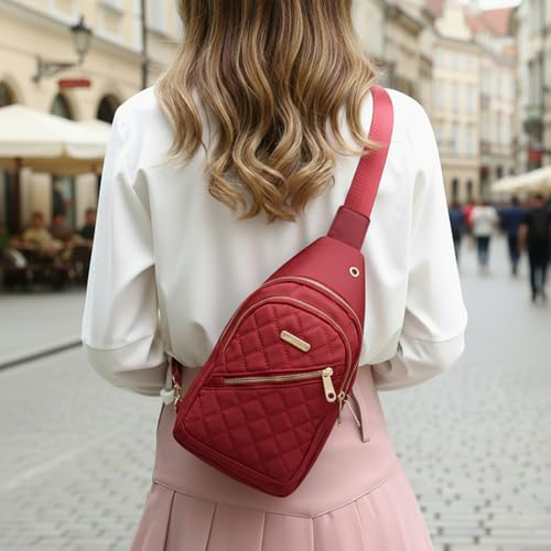 Sling Bag Crossbody for Men Women, Small Sling Backpack, Waterproof Chest Bag with Adjustable Strap for Travel, Hiking, Outdoor Sports, Red - color: Red