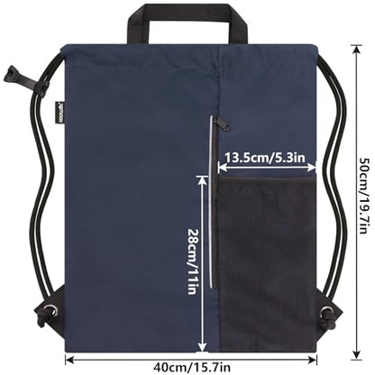 HOLYLUCK Drawstring Backpack Gym Bag For Men Women, String Beach Swim Sports Backpack - color: Navy Blue, style: Standard Drawstring