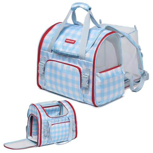 Pet Backpack Carrier for Small Dogs Medium Cats, Puppies,Breathable and Collapsible Design, Portable Travel Bag for Bearded Dragon,Rabbit Cage (Blue, Small) - color: blue, size: Small