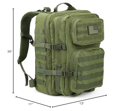 REEBOW GEAR Military Tactical Backpack for Men Large Army 3 Day Assault Pack Molle Hiking Daypack Bag (Green) - color: Green