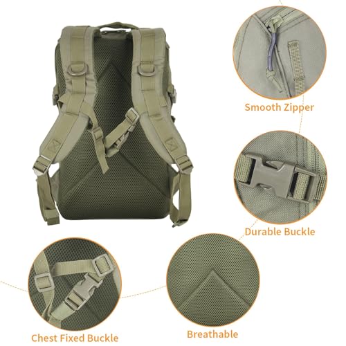 Small Tactical Backpack Military Daypack 12L Molle Bag Rucksack Army Daypack for Outdoor,Hiking,Camping,Travel (Green) - color: Green