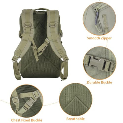 Small Tactical Backpack Military Daypack 12L Molle Bag Rucksack Army Daypack for Outdoor,Hiking,Camping,Travel (Green) - color: Green