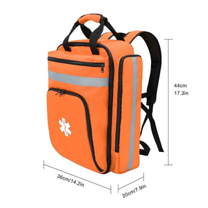 First Aid Backpack Empty,First Aid Medical Backpack,EMS EMT First Aid Bag Empty,Emergency Bag,Trauma Bag for Camping,Hiking,Outdoor Travel - color: Orange