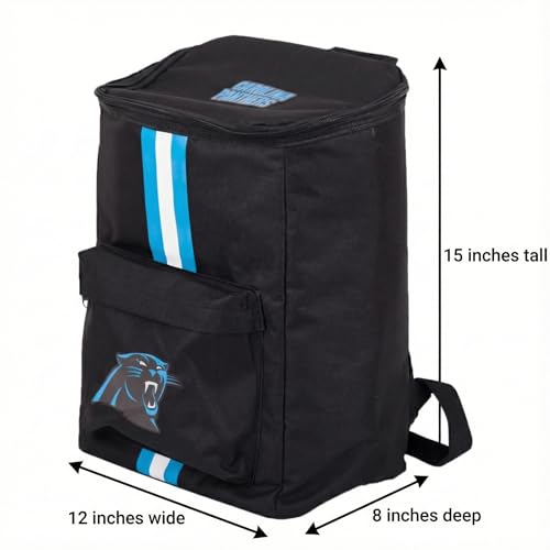 Cooler Backpack – Portable Soft Sided Ice Chest – Insulated Bag Holds 36 Cans - Football Gear – Show Your Team Spirit with Officially Licensed Fan Gear - style: Carolina Panthers