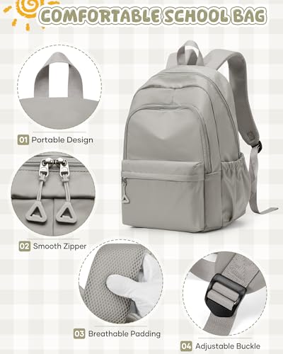 winspansy Backpack for School Teenage Girls Boys,Waterproof Lightweight School Bags Travel Daypack Simple Cute College Backpack Rucksack for Women Men fit 14 Inch Laptop,Grey Brown - color: A1-grey Brown