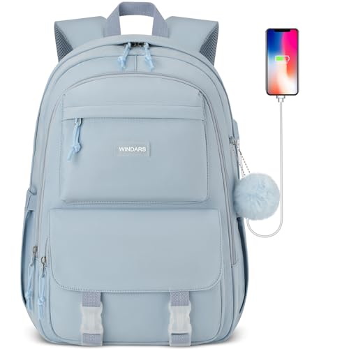 WINDARS Backpacks for Girls, 15.6 Inch School Bag Cute Waterproof Laptop Bookbag Large College Backpack for Teen Women Students Anti Theft Travel Daypack, Blue - color: 6-blue, size: 15.6 inch