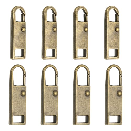 uxcell 8Pcs Zipper Pull Replacement, Metal Zipper Handle Mend Fixer Tab Repair for Luggage Suitcase Backpack Jacket Bags Boots Coat Handbags, (Bronze, 2 Size) - color: Bronze, size: Small/Medium